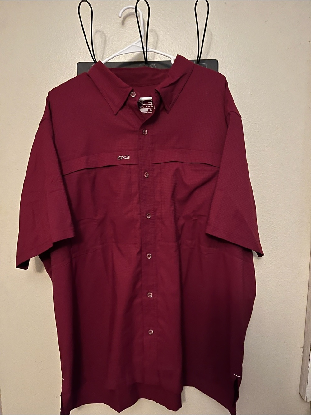 Men's Button-Down Shirt - Burgundy / Crimson by Game Guard Gameguard